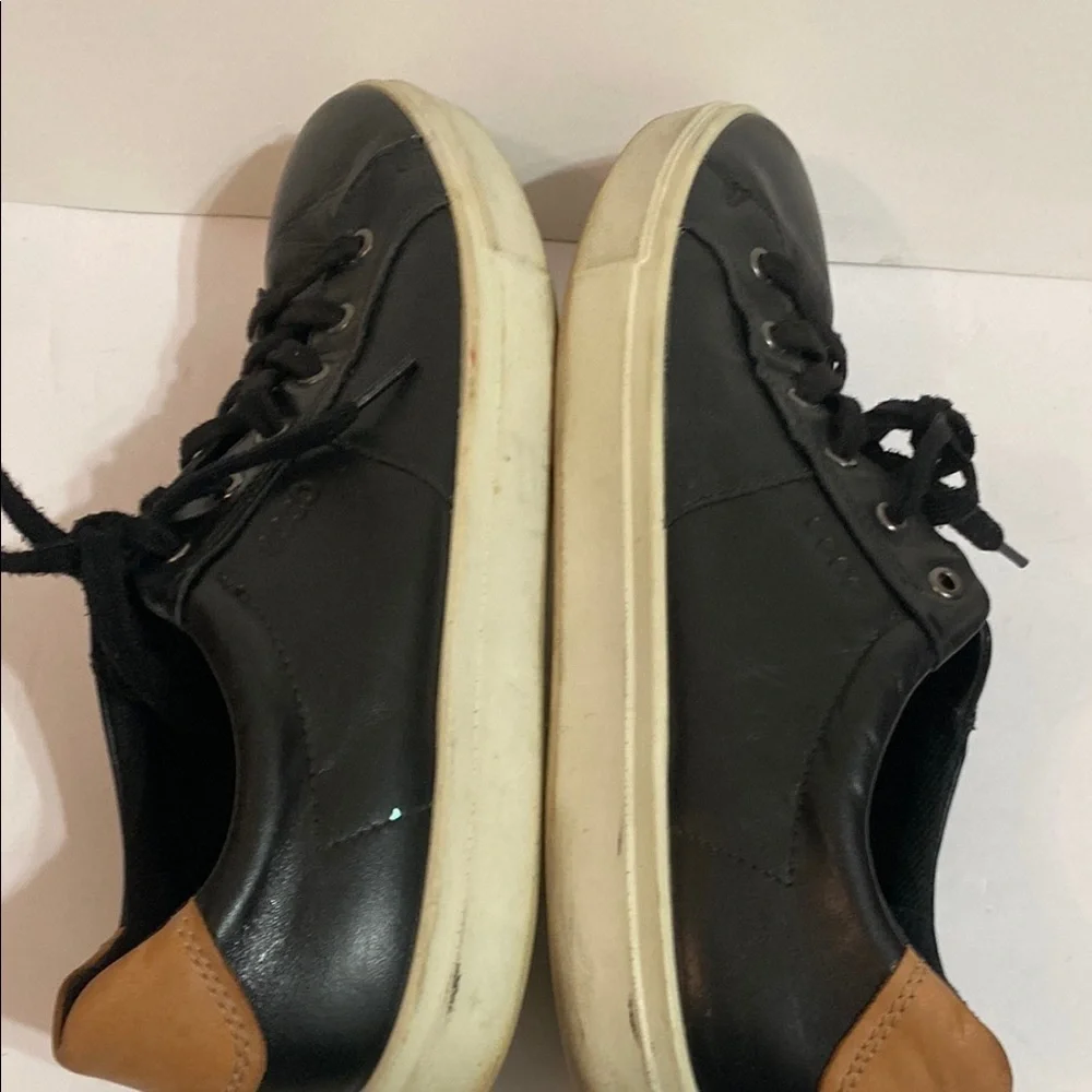Ecco Soft Black Leather Sneaker Oxfords Shoes Lace Up Sz 45/11